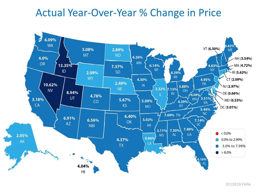 National Home Price Appreciation State by State as of July 2019